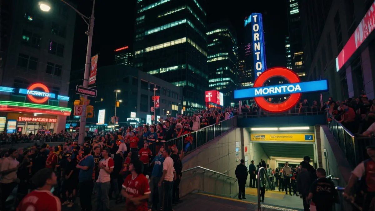 加拿大世界杯比赛日地铁与街区球迷汇聚的城市氛围